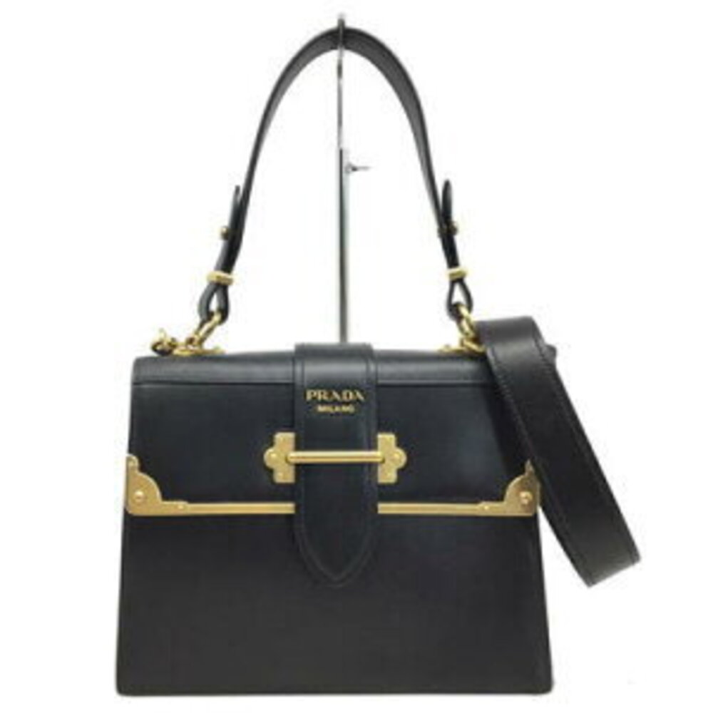 PRADA Cahier shoulder bag handbag leather black